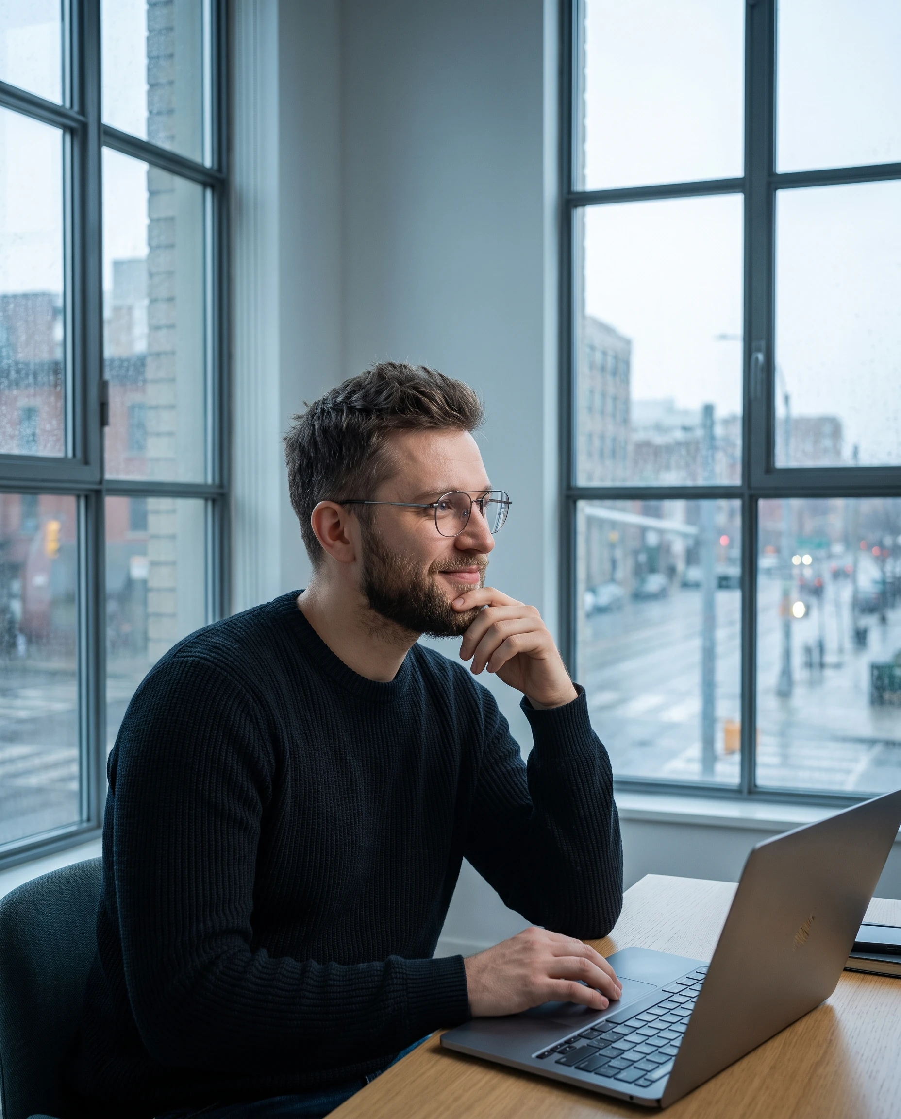 Machine learning engineer in a co-working space