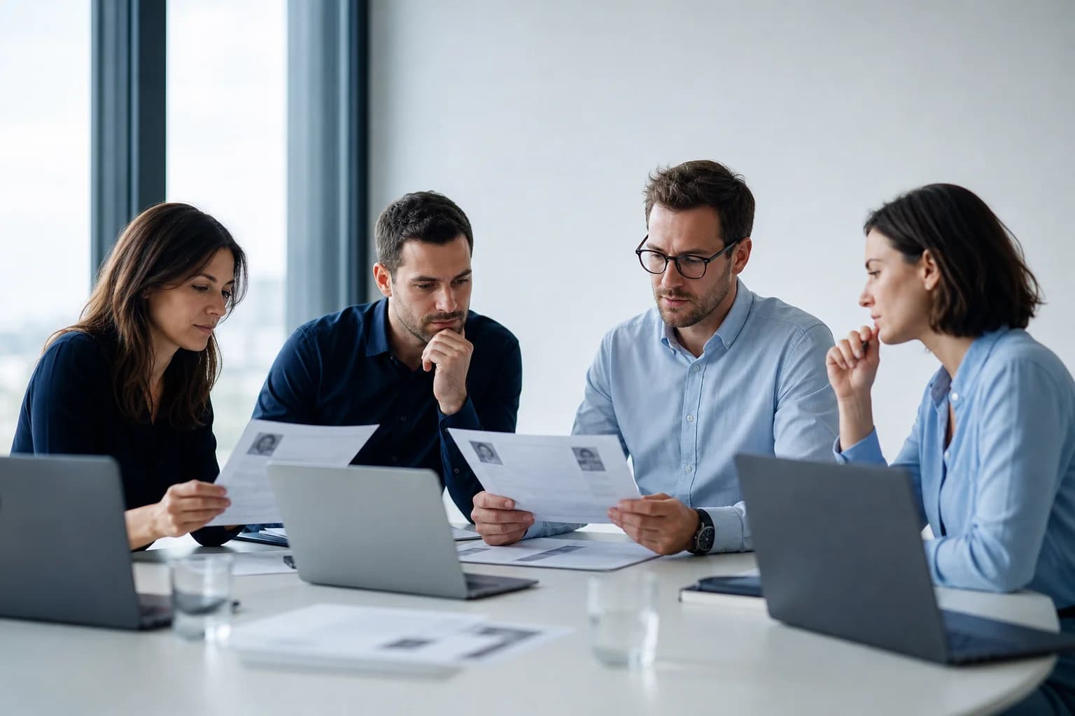 Engineering leaders comparing staff augmentation partners in a modern office